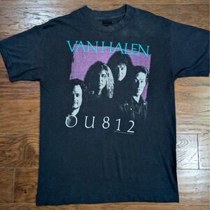 Vintage 1988 Van Halen OU812 Tour Shirt Oklahoma City Black Rock Tee Large 20x28